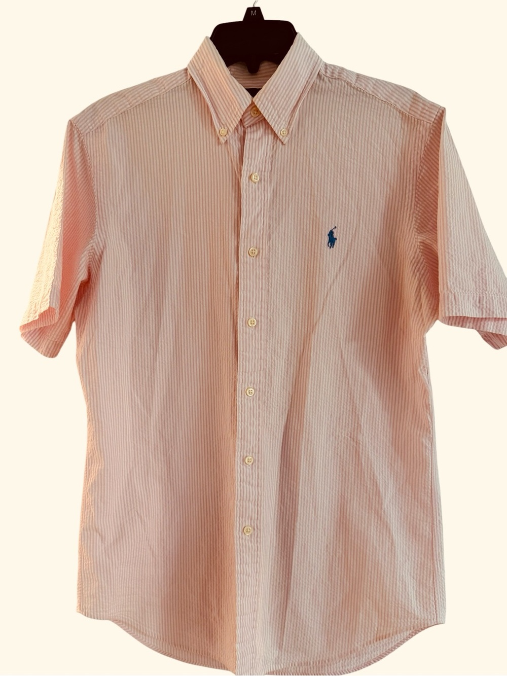 Polo Ralph Lauren Classic Fit cotton Seersucker Shirt    Pink white button down - Picture 8 of 8